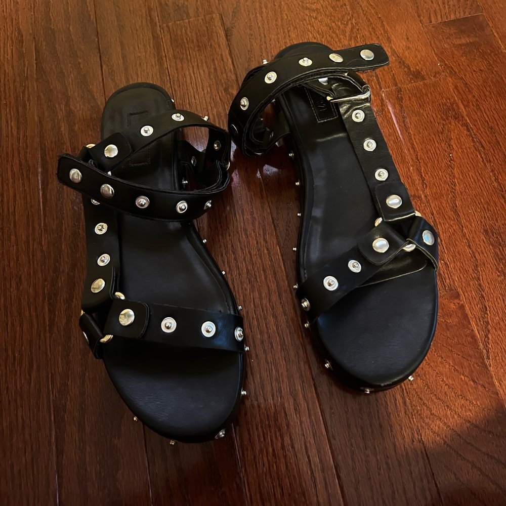 Black and silver sandals